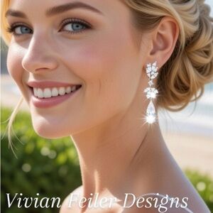 Bridal Earrings wedding CZ drop Prom Mother of the Bride Bling